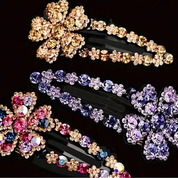Elegant Crystal Hair Clips Set of 3 - Picture 2 of 2
